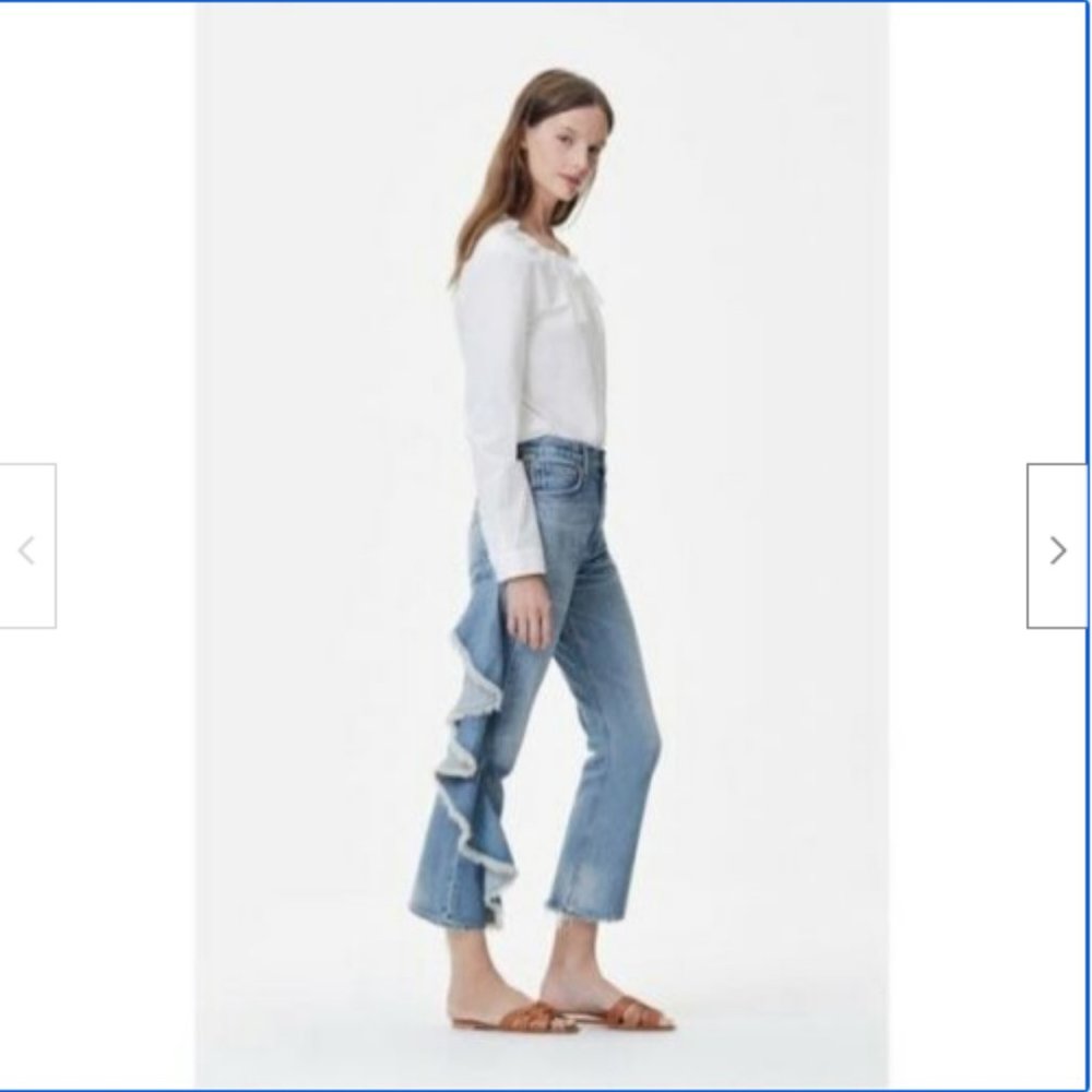 Citizens of Humanity Estella Side Ruffle High Rise Ankle Flare Denim Jeans 27